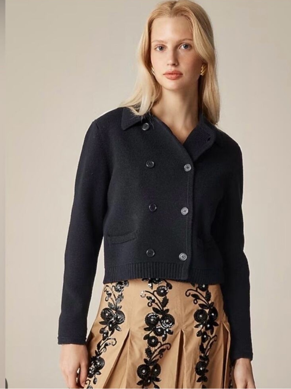 J.Crew Marielle Cropped Double Breasted Knit Jacket Xs